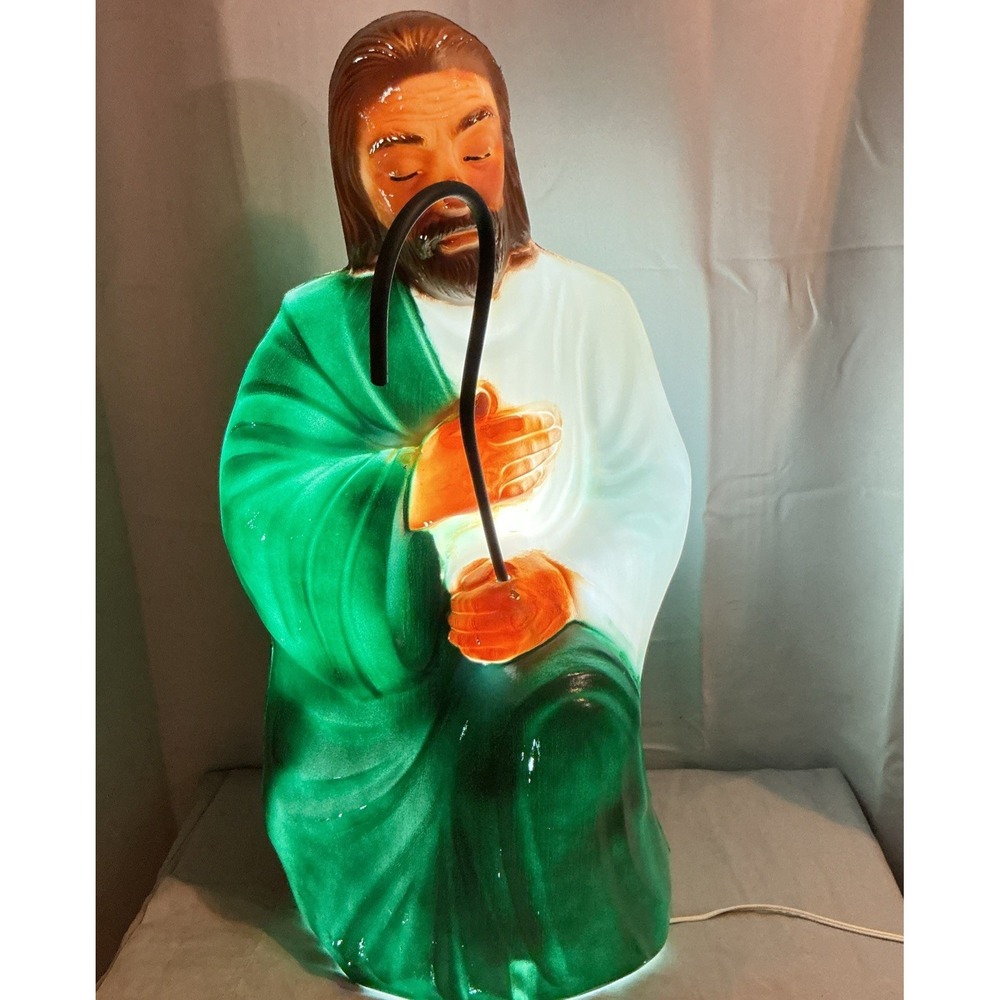 VTG 27" Shepard Blow Mold Figure by General Foam Plastics w/ Staff  Cord Tested